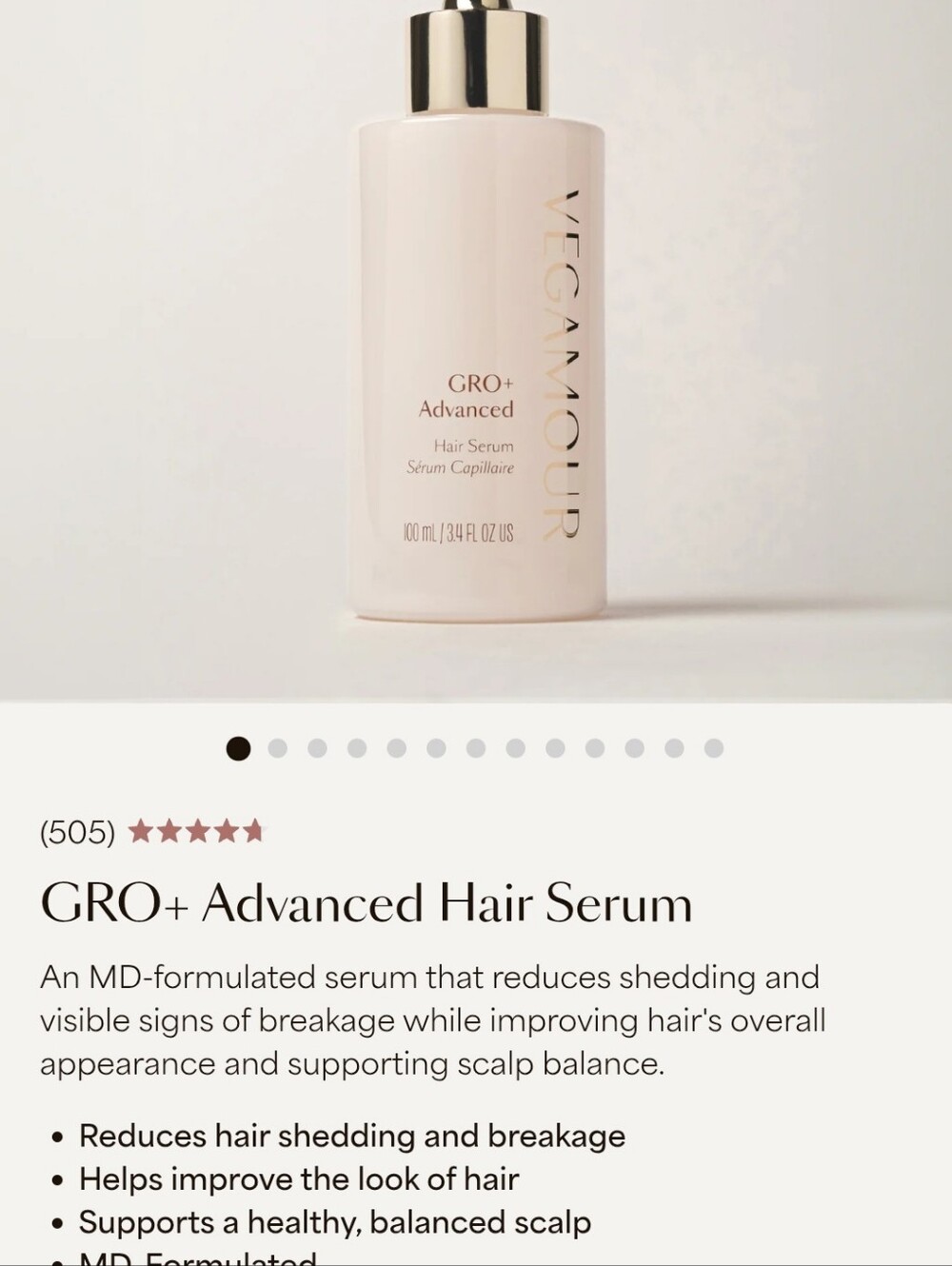 Authentic GRO+ Advanced Hair Serum - 30 mL X 2 Bundle Vegamour - Picture 8 of 8